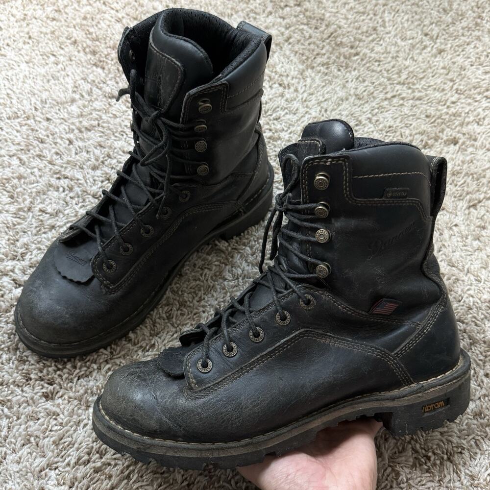 DANNER QUARRY USA 8" Men’s Size 9.5 D Black Leather Gore-Tex Work Boots 17309